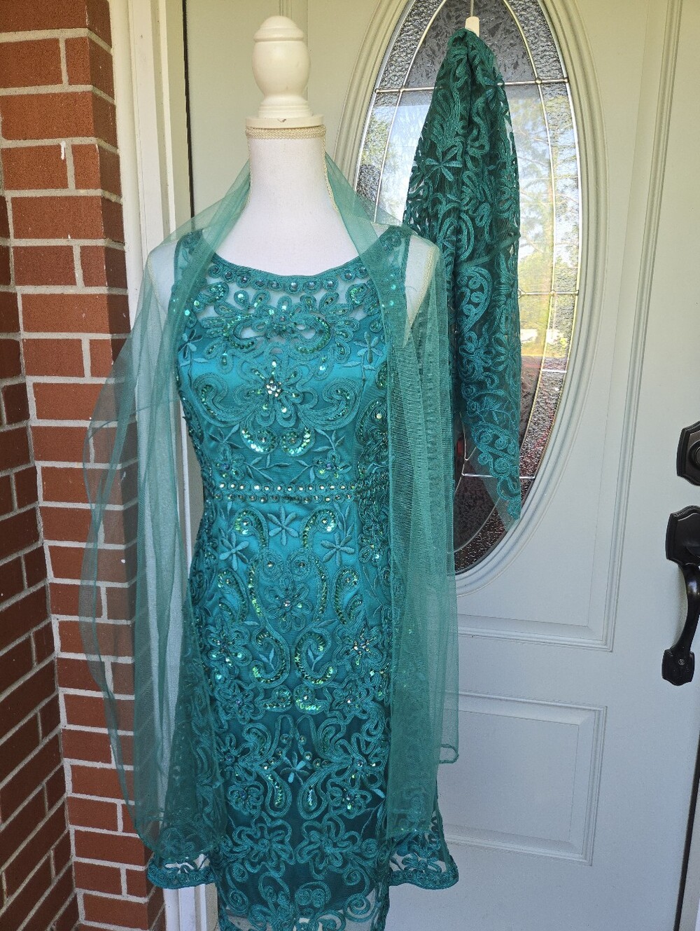Cameron Blake By Mon Cheri Lace Evening Dress Jade 115604 - Picture 7 of 15